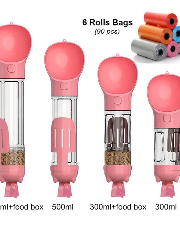 Portable Water Bottle 3 in1 -  Water Feeder, Food Dispenser, Poop Bag Holder - Image 10