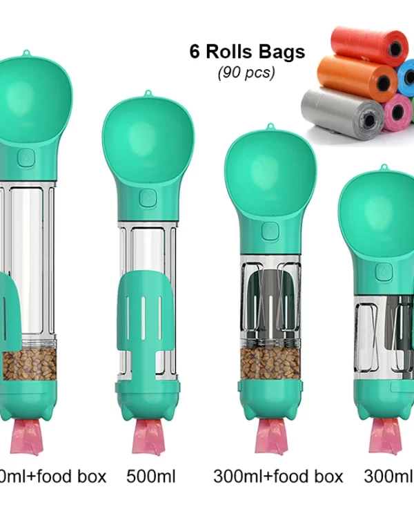 Portable Water Bottle 3 in1 -  Water Feeder, Food Dispenser, Poop Bag Holder - Image 9