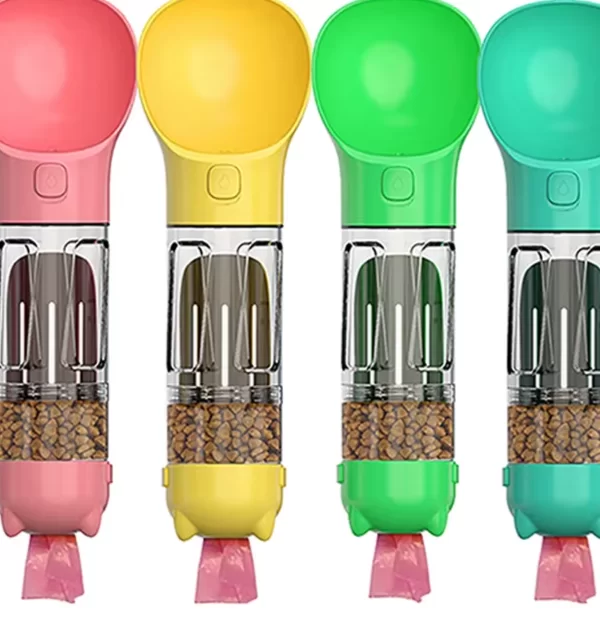 Portable Water Bottle 3 in1 -  Water Feeder, Food Dispenser, Poop Bag Holder - Image 2