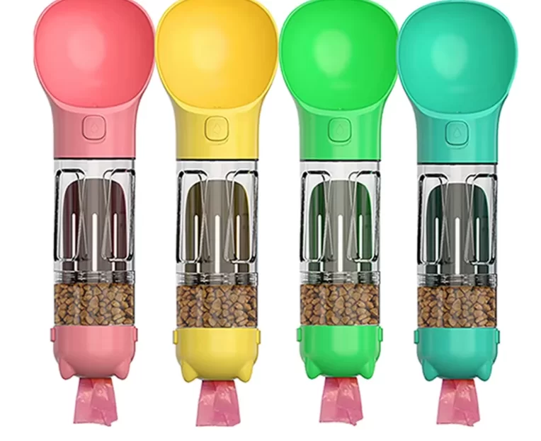 Portable Water Bottle 3 in1 -  Water Feeder, Food Dispenser, Poop Bag Holder - Image 2
